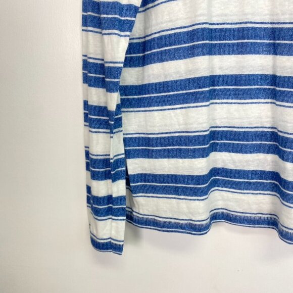 Benson Blue and White Striped Linen Blend Long Sleeve Top - Picture 5 of 8
